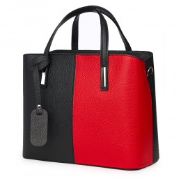 Gianna, természetes bőr táska, fekete/piros