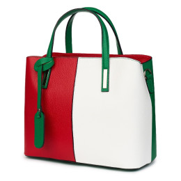Gianna, természetes bőr táska, piros/fehér/zöld