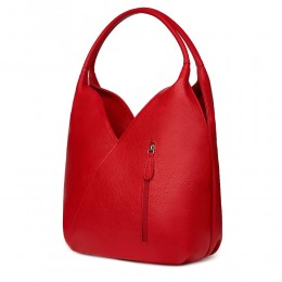Lorena, női természetes bőr táska, piros