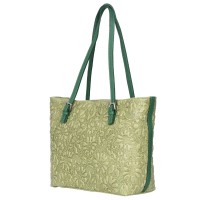 Emilia, virágmintás bőr táska, zöld