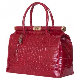 Florelle, természetes bőr táska, piros