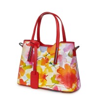 Mariella FF3, virágmintás, természetes bőr táska