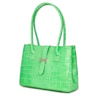 Hera női, természetes lakkozott bőr táska, zöld