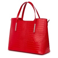 Carolina, női természetes bőr táska, piros
