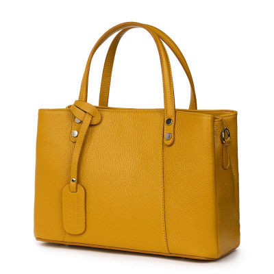 Electra, női természetes bőr táska, mustár sárga