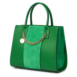 Narcisa, természetes bőr táska, zöld
