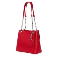 Paula, női természetes bőr táska, piros