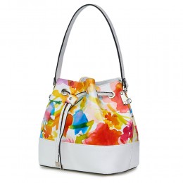 Sophia FF3 fehér, virágmintás, természetes bőr táska