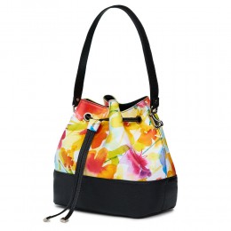 Sophia FF3 fekete, virágmintás, természetes bőr táska