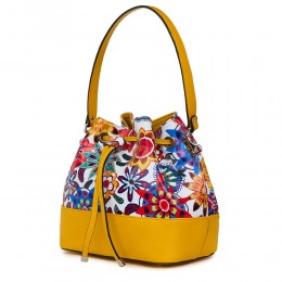 Sophia FF5 sárga, virágmintás, természetes bőr táska