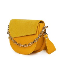 Donna természetes bőrből készült alkalmi táska, sárga